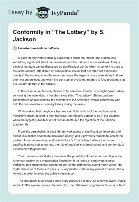 conformity in the lottery|Jackson’s ‘The Lottery’: Key Themes Explained.